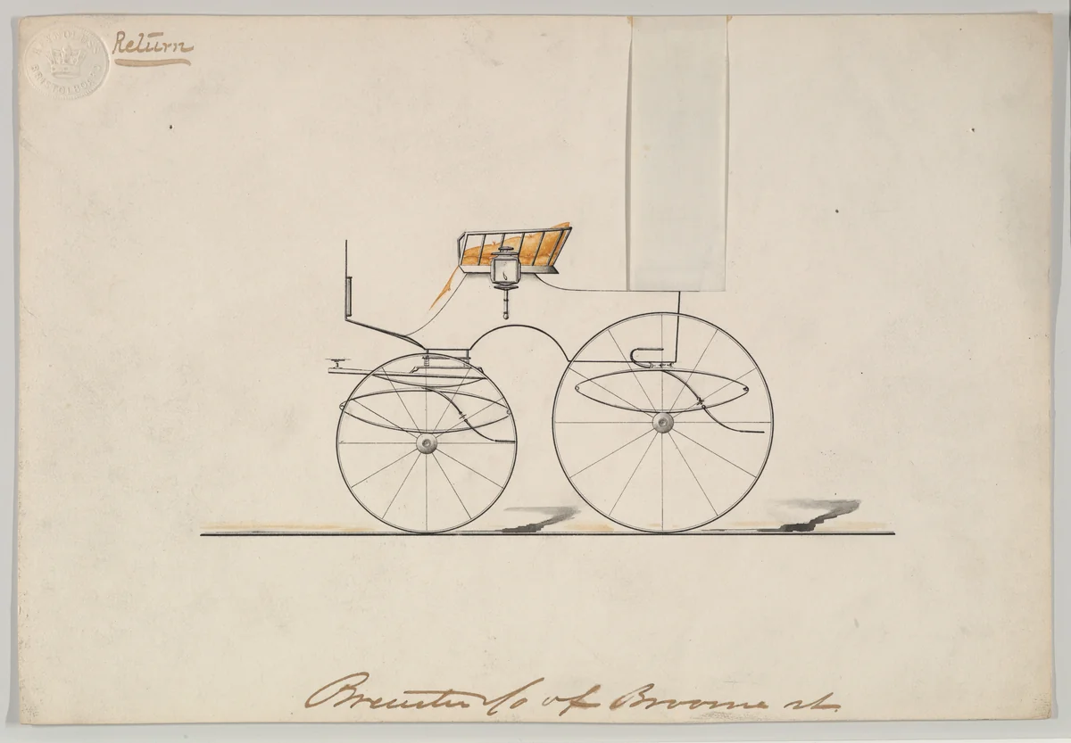 Phaeton, no top (unnumbered) by Brewster & Co., drawing, 1850-1870