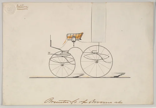 Phaeton, no top (unnumbered) by Brewster & Co., drawing, 1850-1870