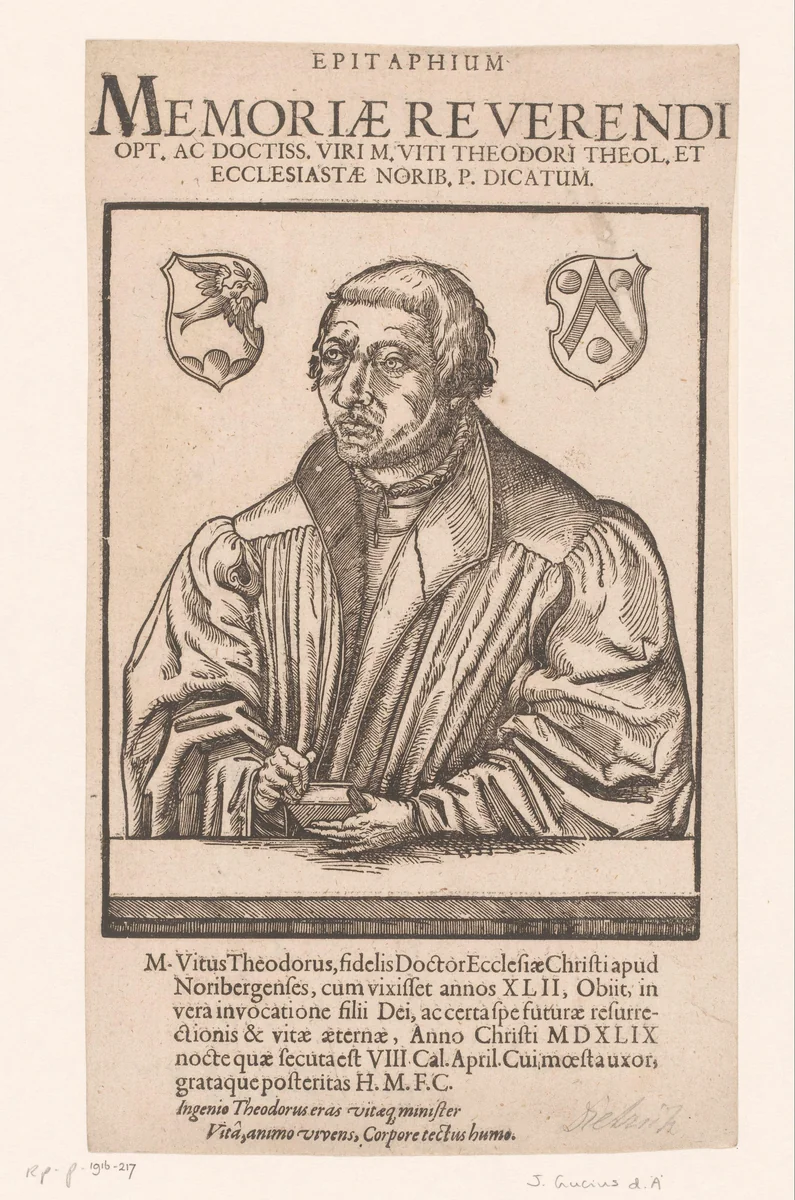 Portret van Dietrich Veit by Jakob Lucius, print, 1555