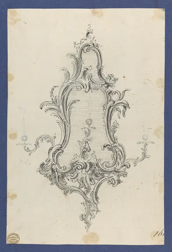 Mirror with Sconces, in Chippendale Drawings, Vol. I by Thomas Chippendale, drawing, 1748-1758