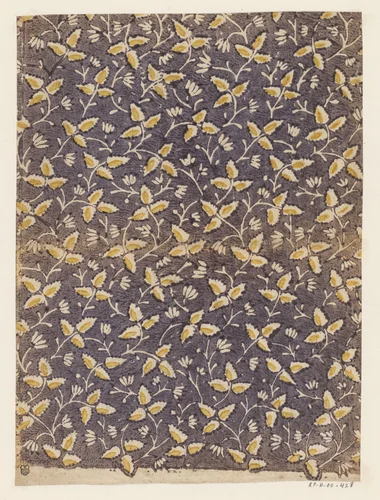 Blad met strooipatroon van uitgespaarde blaadjes by anonymous, print, 1700-1850