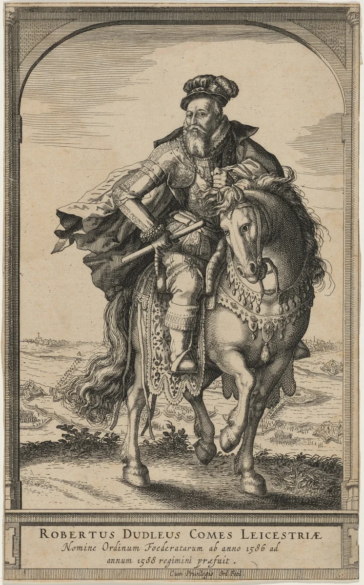 Robert Dudley, Earl of Leicester on Horseback by Unknown 19th Century, print, 1800-1899