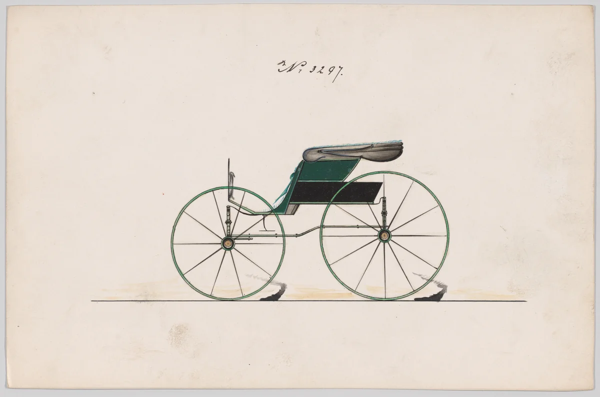 Design for Pony Phaeton, no. 3297 by Brewster & Co., drawing, 1877