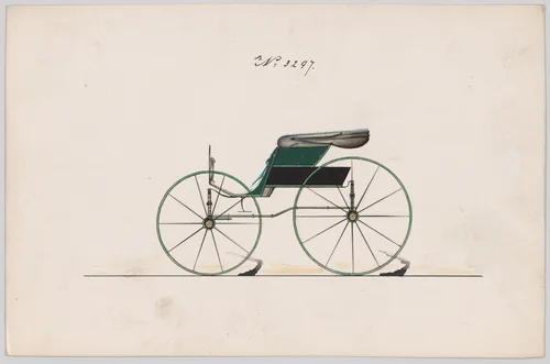 Design for Pony Phaeton, no. 3297 by Brewster & Co., drawing, 1877