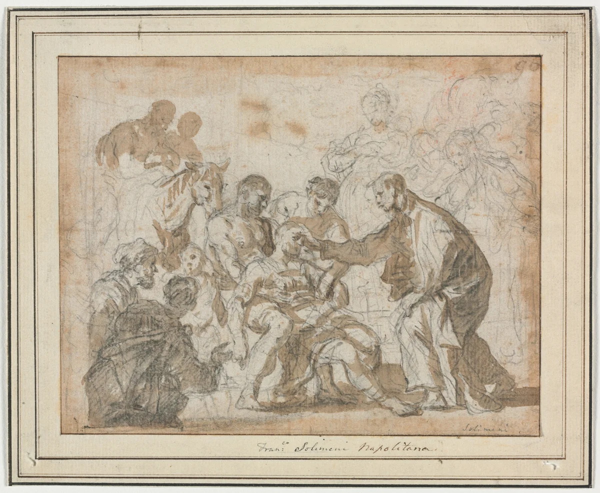 A Miracle of Saint Maurus by Francesco Solimena, drawing, 1697-1708