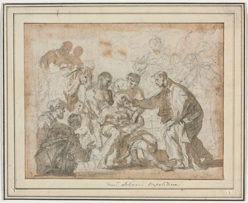 A Miracle of Saint Maurus by Francesco Solimena, drawing, 1697-1708