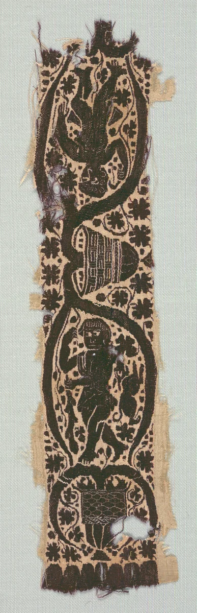 Rare Silk Tunic Fragment with Ornamental Sleeve Band by Unknown, textile, 400-599