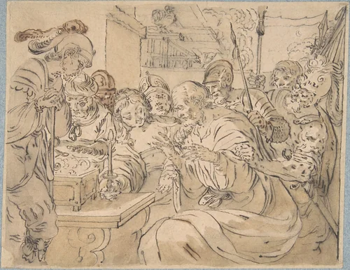 The Denial of St. Peter by Rudolf Meyer, drawing, 1620-1638