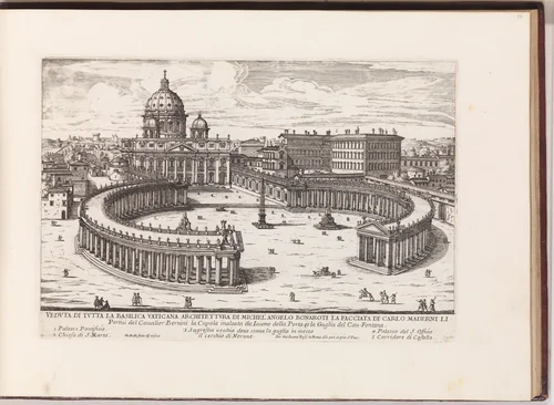Veduta di Tutta la Basilica Vaticana (...) from: Il Nuovo Teatro delle Fabbriche, et Edificii, in Prospettiva di Rome Moderna (...) by Giovanni Battista Falda, print, 1665-1669
