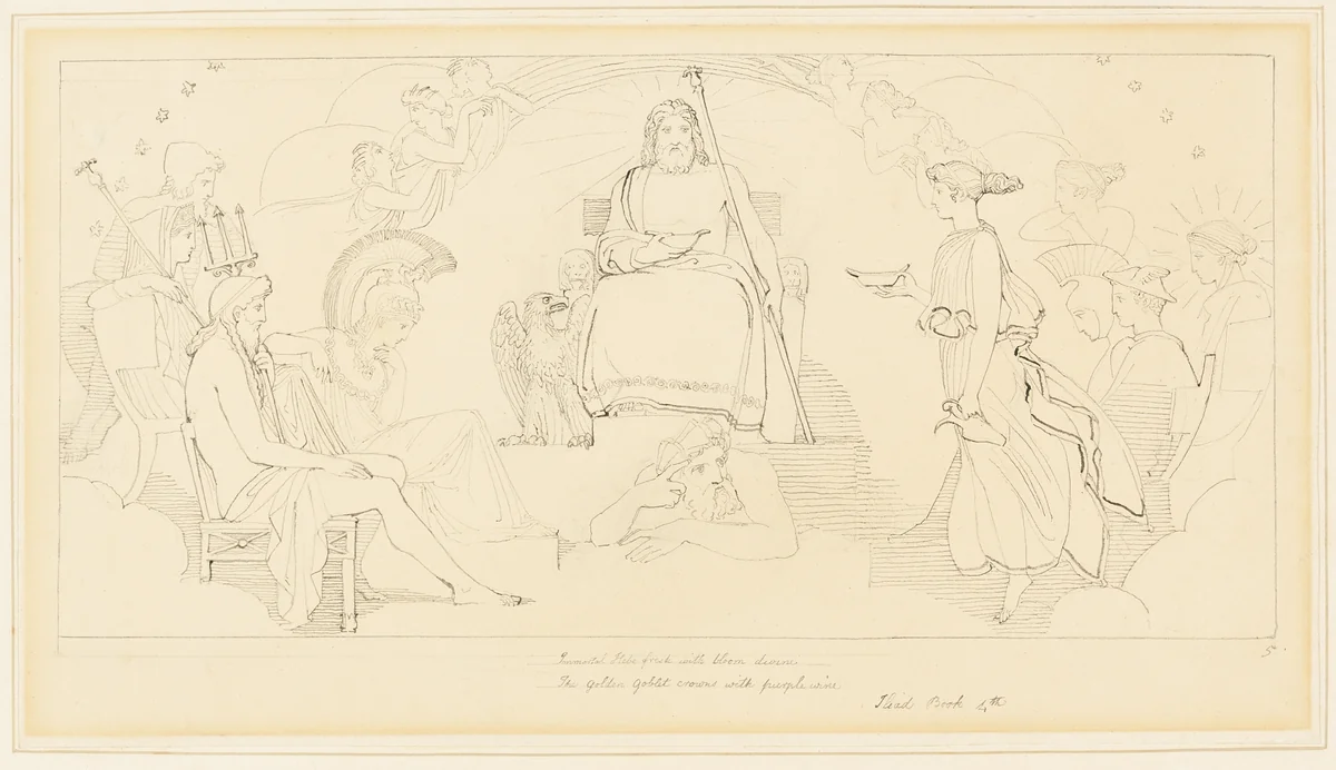 The Council of the Gods by John Flaxman, drawing, 1775-1826