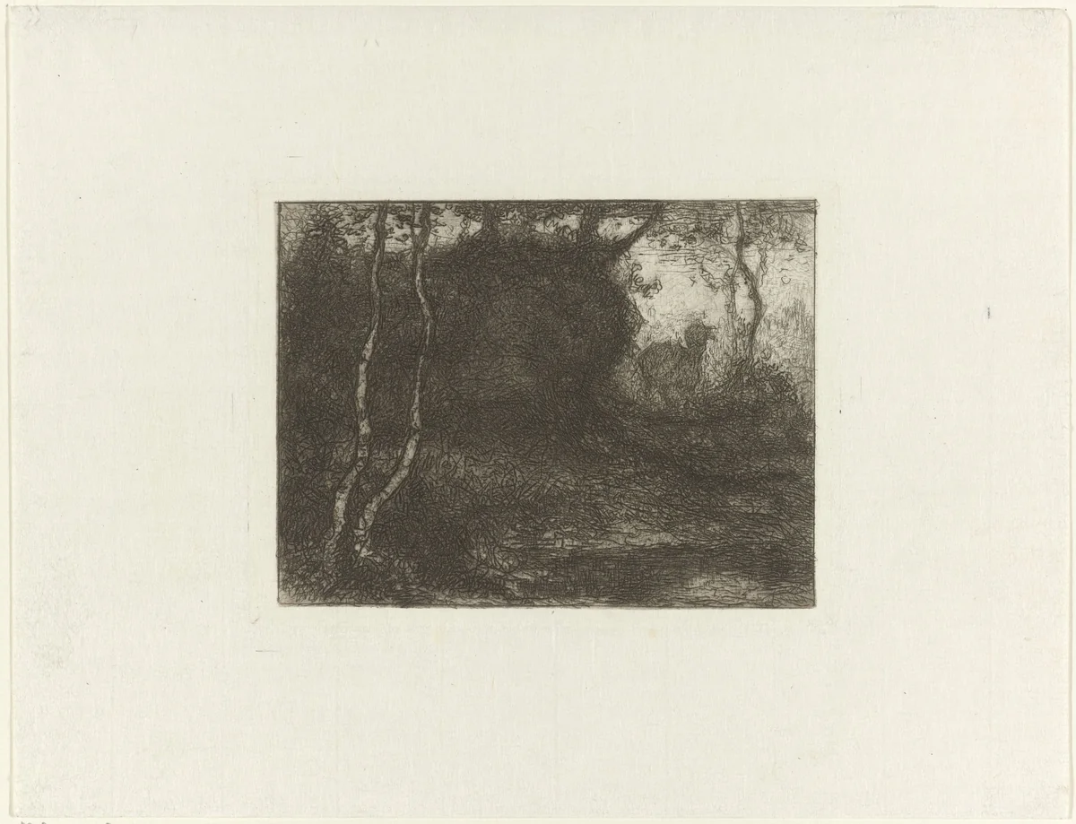Bos met geitje by Matthijs Maris, print, 1883-1888