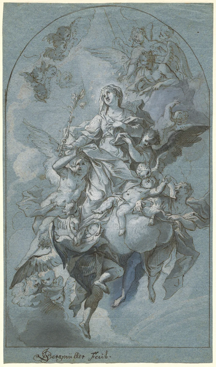 The Immaculate Conception by Johann Georg Bergmüller, drawing, 1740-1749