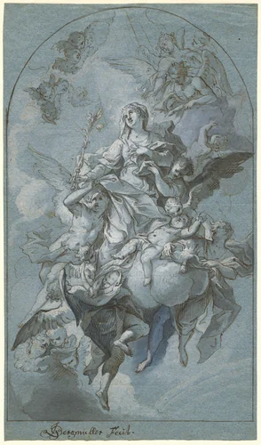 The Immaculate Conception by Johann Georg Bergmüller, drawing, 1740-1749