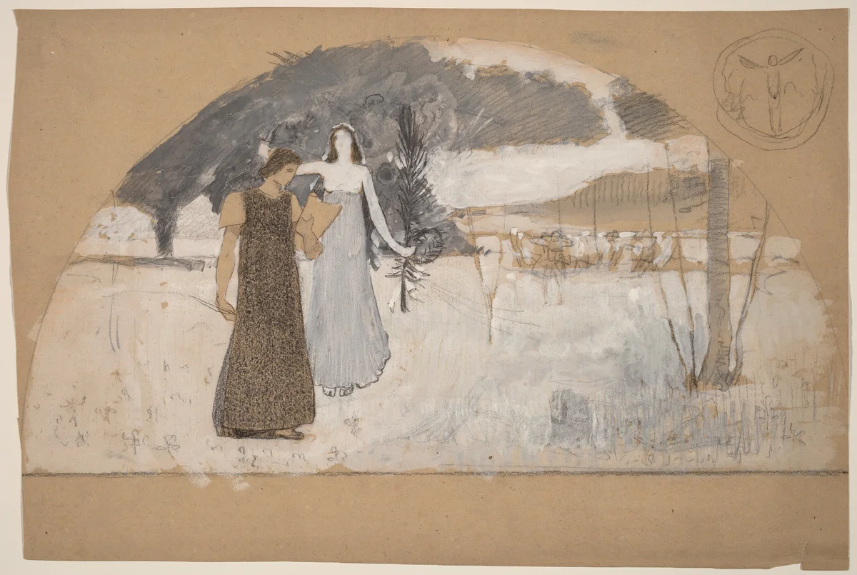 Studies for Lunettes by Charles Sprague Pearce, drawing, 1890-1897