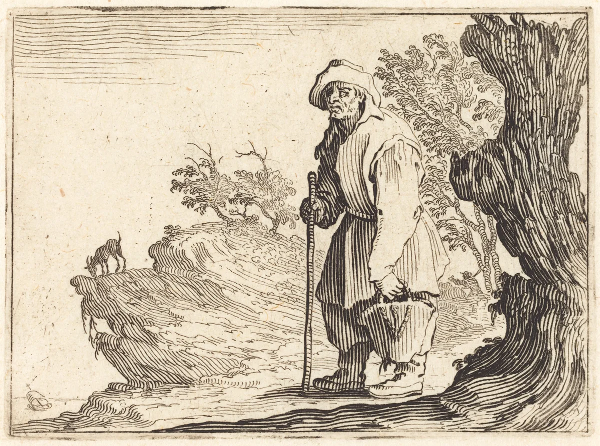 Peasant with Sack by Jacques Callot, print, 1622