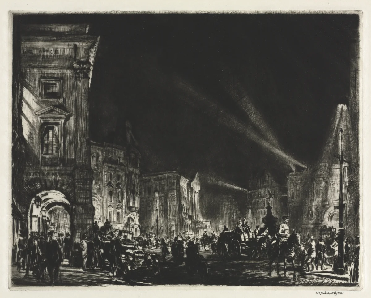 Picadilly Circus by Muirhead Bone, print, 1915