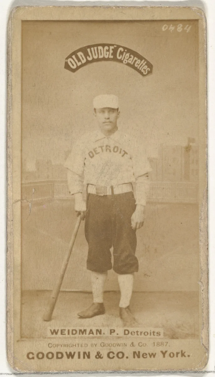 George Edward "Stump" Wiedman, Pitcher, Detroit Wolverines, from the Old Judge series (N172) for Old Judge Cigarettes by Goodwin & Company, photograph, 1887