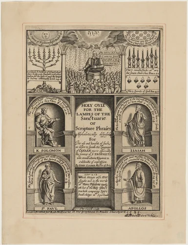 Title Page for Holy Oyle for the Lampes of the Sanctuarie, John Clarke by Thomas Cecil, print, 1630