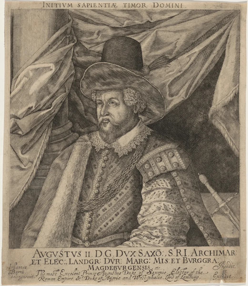 Augustus II, Elector of Saxony by Johan Barra, print, 1581-1634