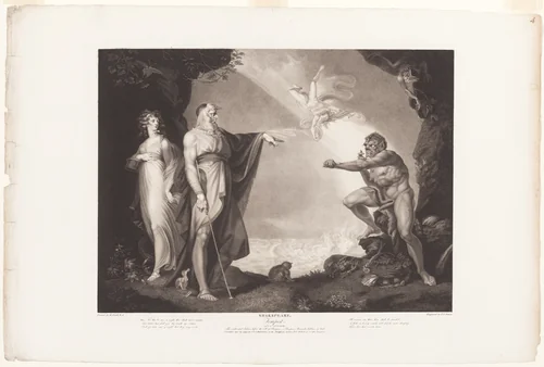 Prospero, Miranda, Caliban and Ariel by Jean Pierre Simon, print, 1797