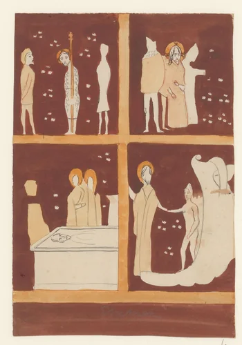 Muurschildering van het lijden van Christus uit de kerk in Emmen by anonymous, drawing, 1800-1854