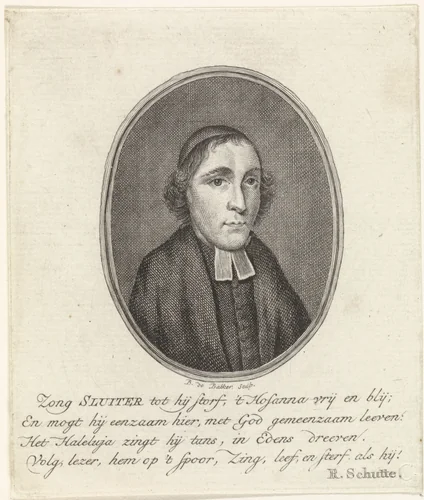 Portret van predikant Willem Sluiter by Barent de Bakker, print, 1762-1804