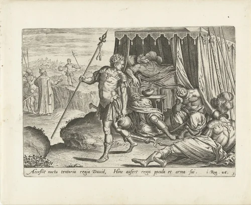 David spaart het leven van Saul by Unknown, print, 1585