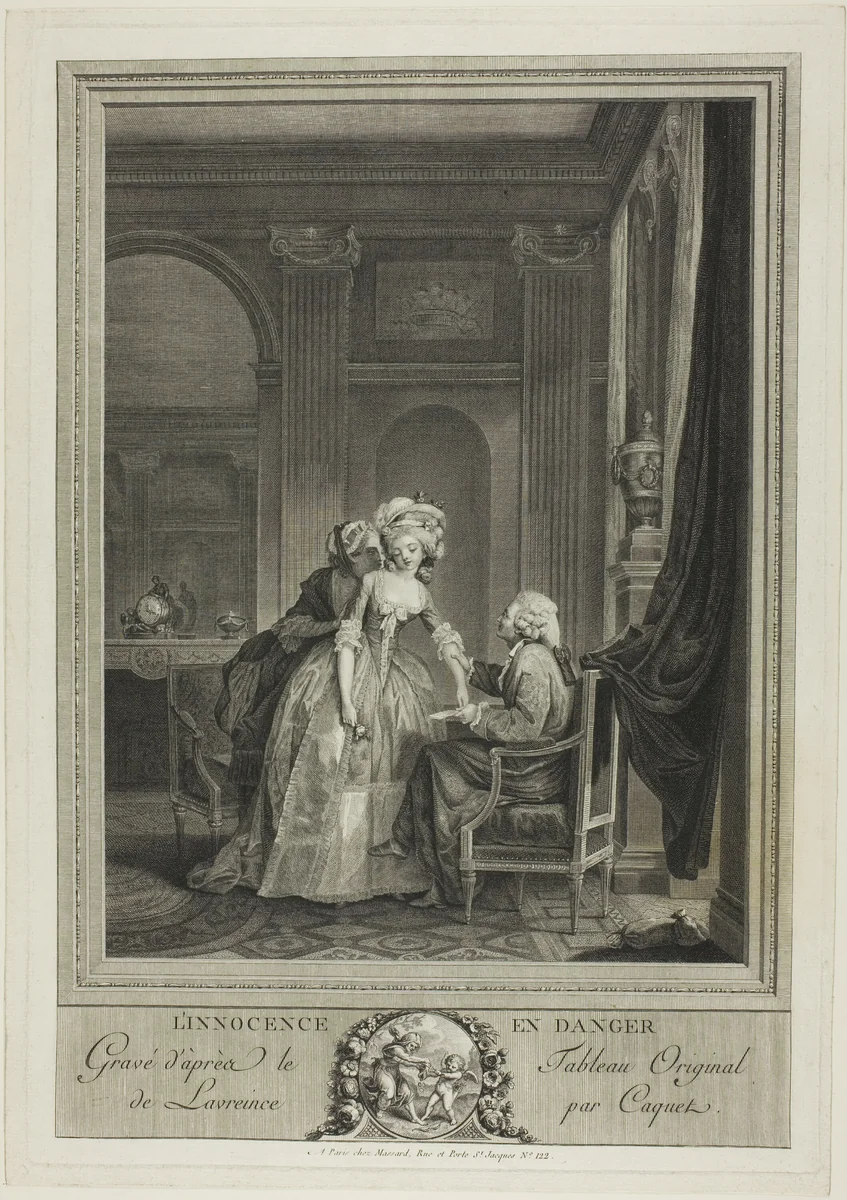Innocence in Danger by Jean Gabriel Caquet, print, 1780-1790
