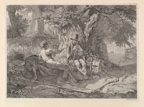 The Artist, Resting with his Guide by Johann Christoph Erhard, print, 1819