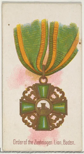 Order of the Zaehringen Lion, Baden, from the World's Decorations series (N30) for Allen & Ginter Cigarettes by Allen & Ginter, print, 1890