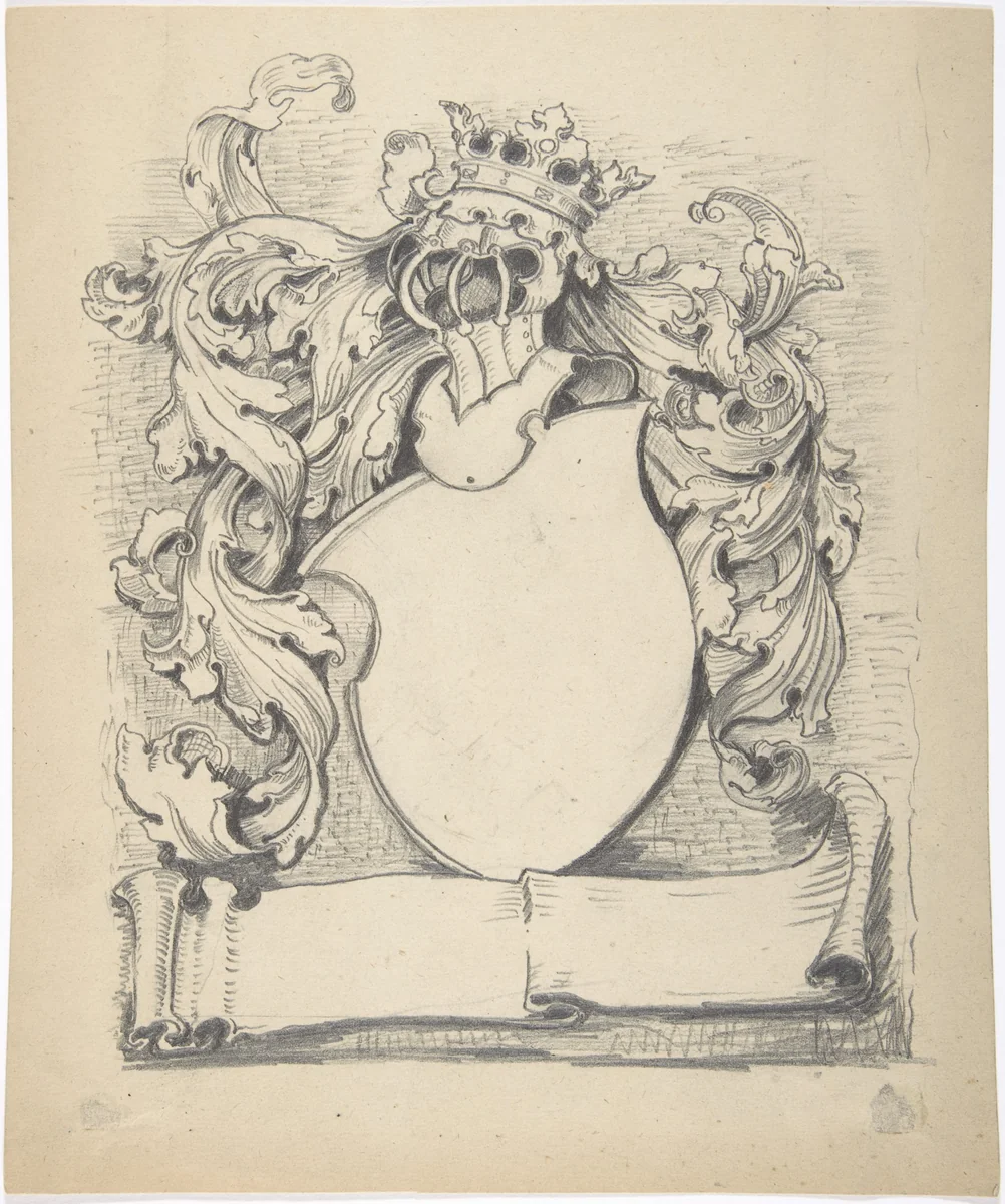Design for an Armorial Escutcheon by anonymous, drawing, 1800-1900