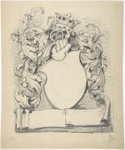 Design for an Armorial Escutcheon by anonymous, drawing, 1800-1900
