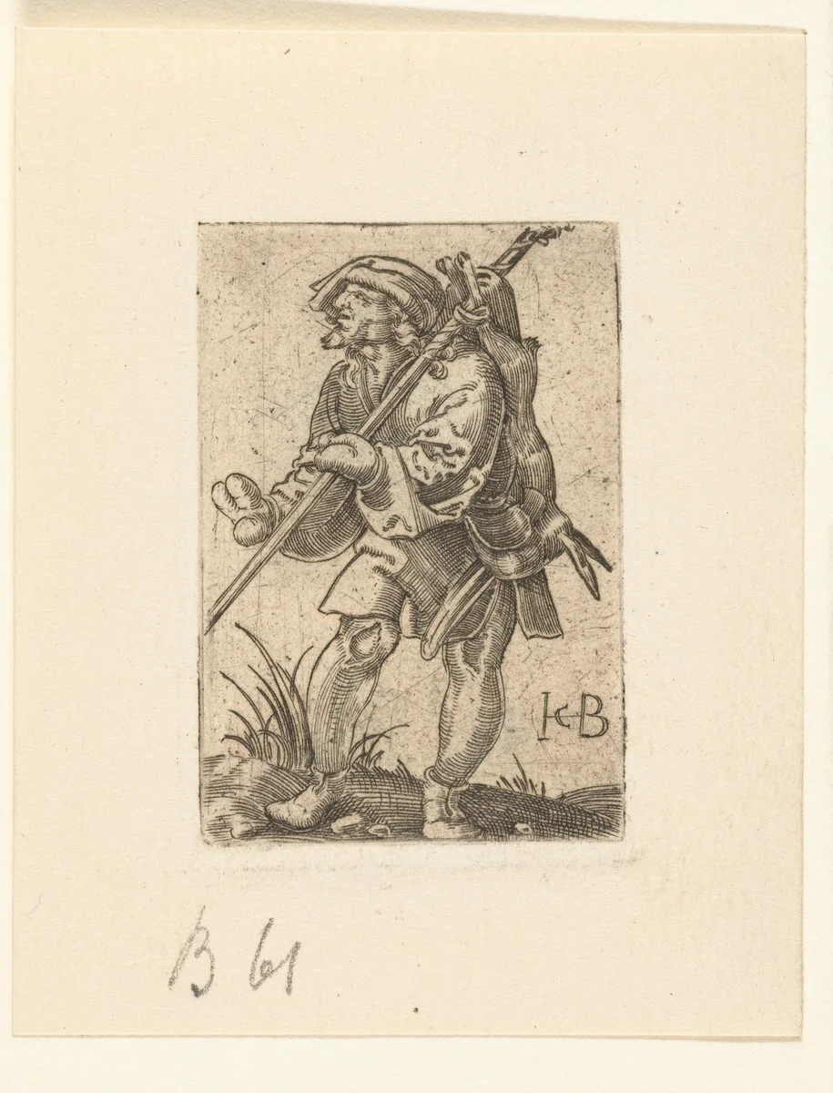 Boer met gevangen haas by Unknown, print, 1510-1569