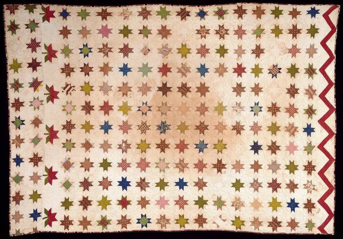 Bedcover (Feathered Edge Star Quilt) by United States, textile, 1875-1900