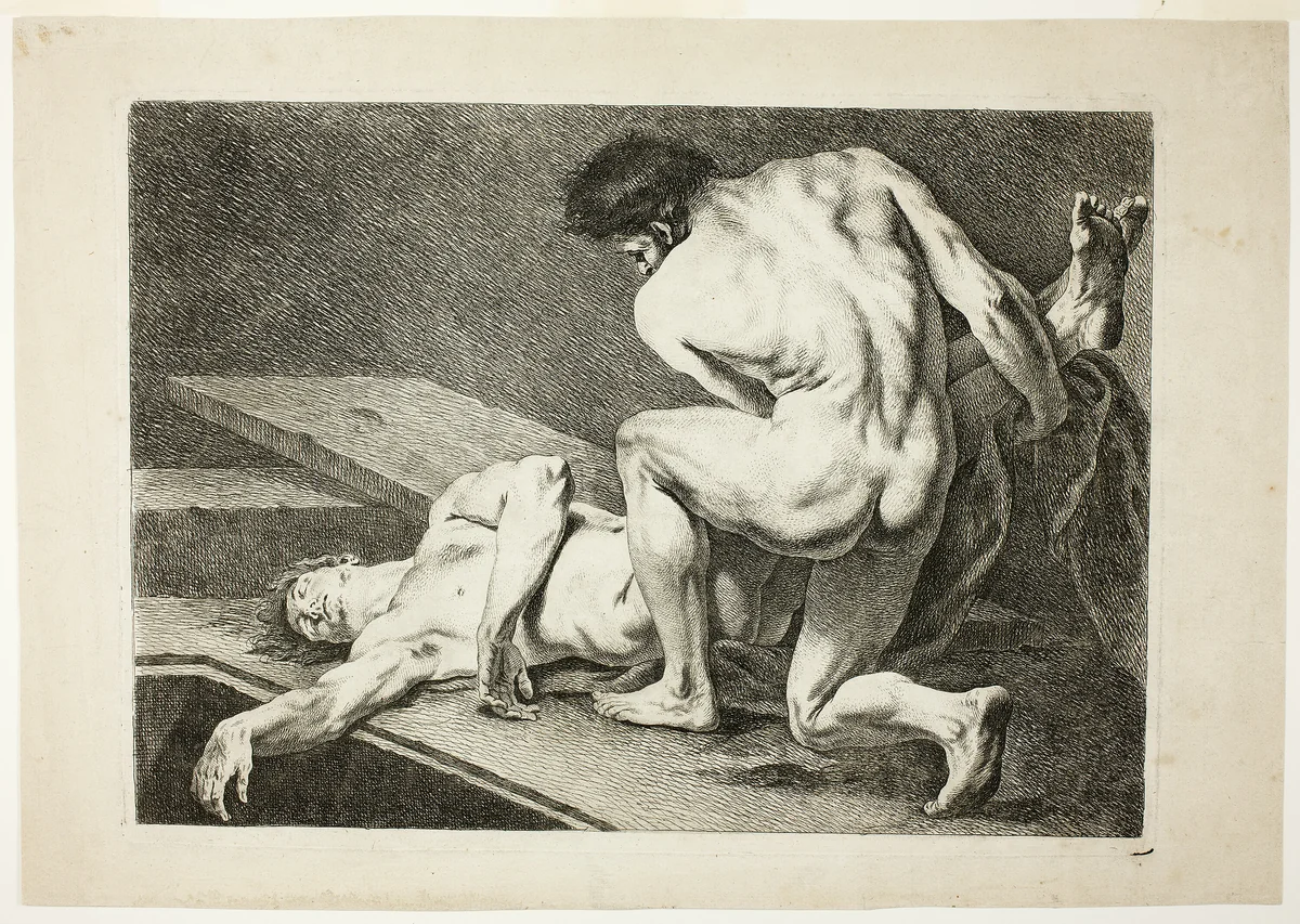 Figure, from Six Figures Académiques by Carle Vanloo, print, 1725-1765