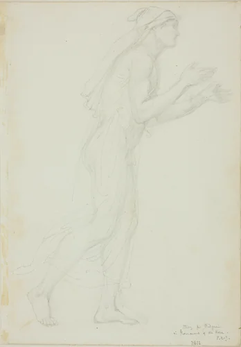 Study for Pilgrim in Romaunt of the Rose by Edward Burne-Jones, drawing, 1868-1883