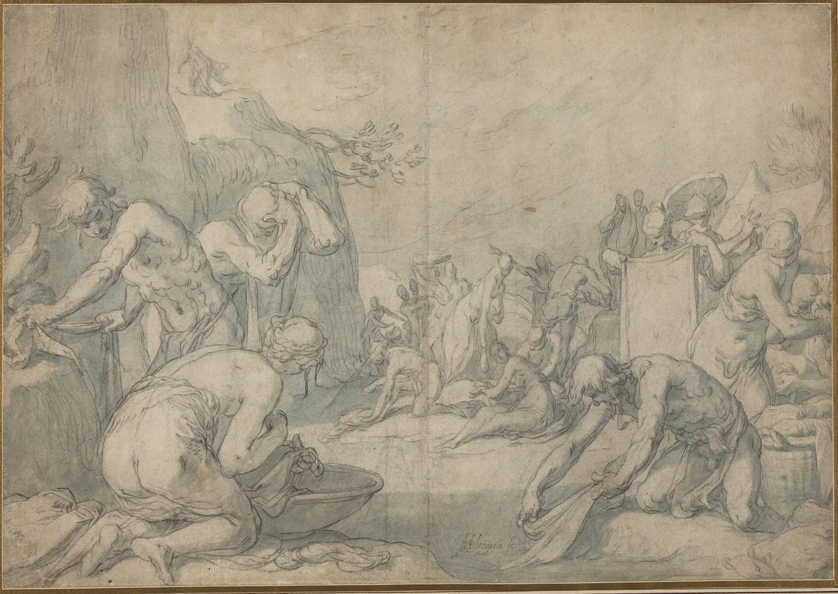 Ritual Washing of the Israelites by Abraham Bloemaert, drawing, 1606