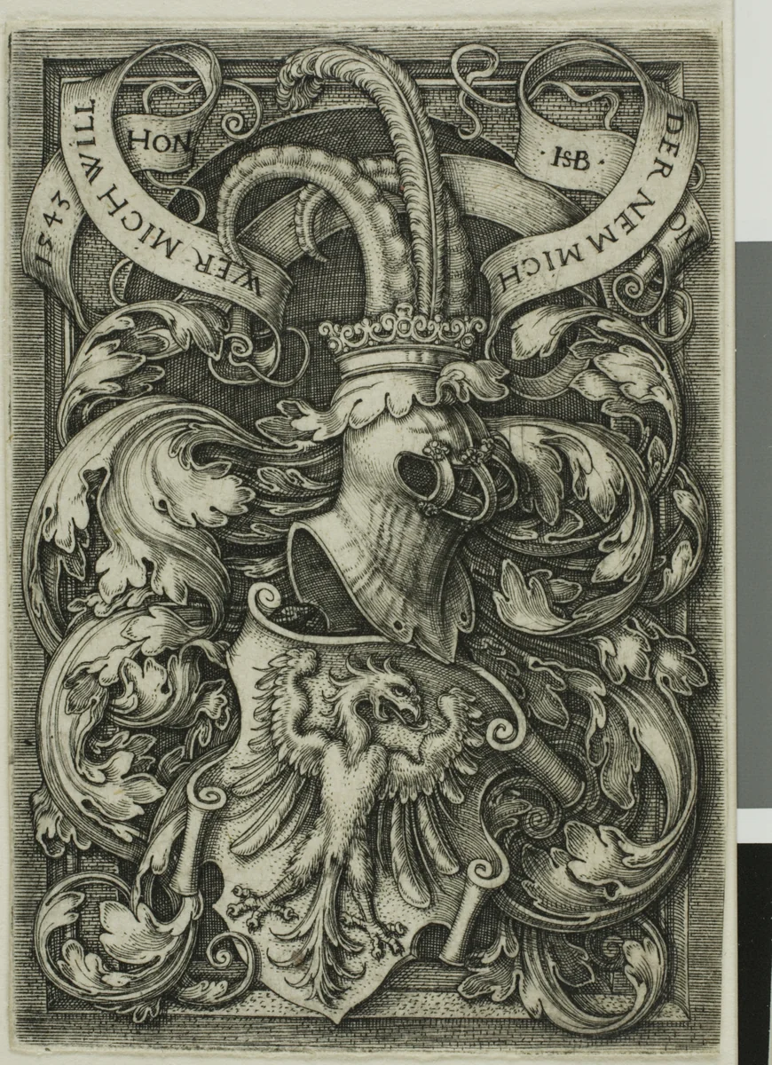 Coat of Arms with an Eagle by Sebald Beham, print, 1543