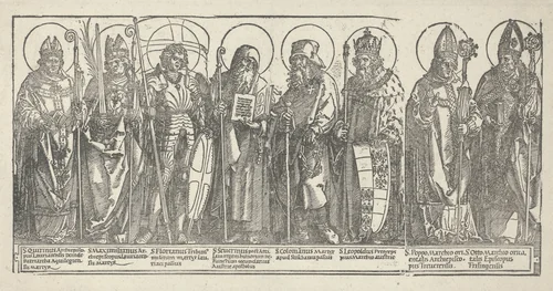 De beschermheiligen van Oostenrijk by Albrecht Dürer, print, 1515-1517