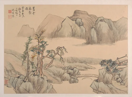 Landscape by Shen Zhuo, painting, 1827