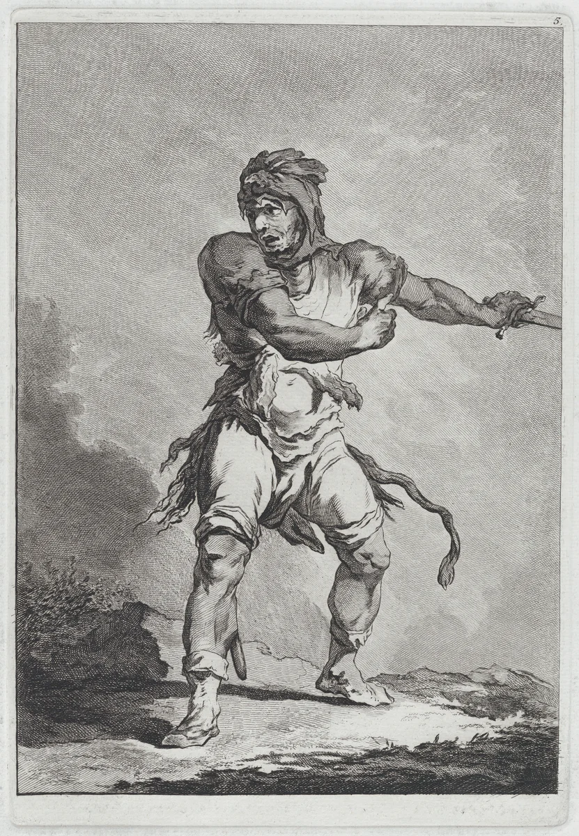 Savage Soldier Holding a Sword by Matthias Pfenninger, print, 1764