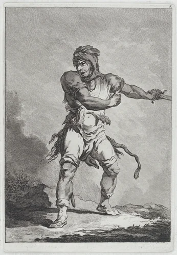 Savage Soldier Holding a Sword by Matthias Pfenninger, print, 1764