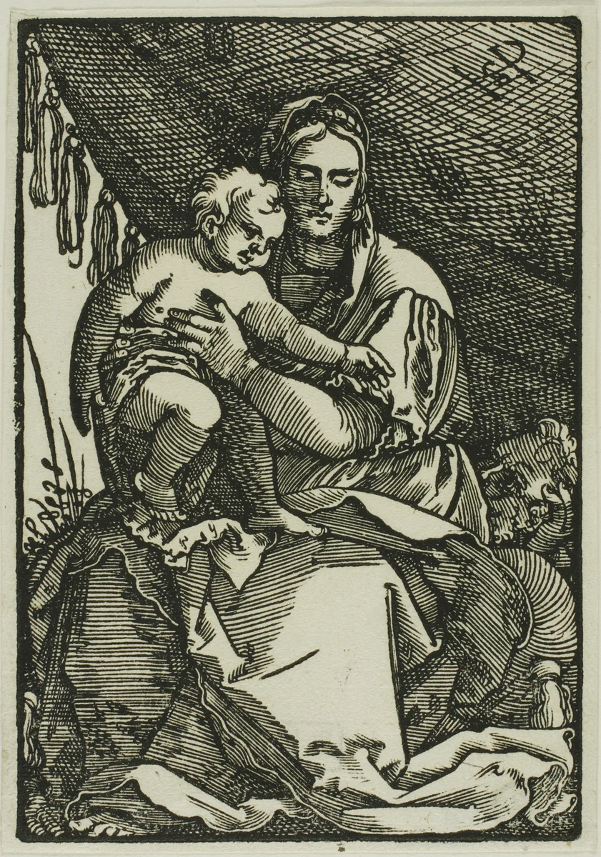 The Holy Family Under the Canopy by Sebald Beham, print, 1520-1550