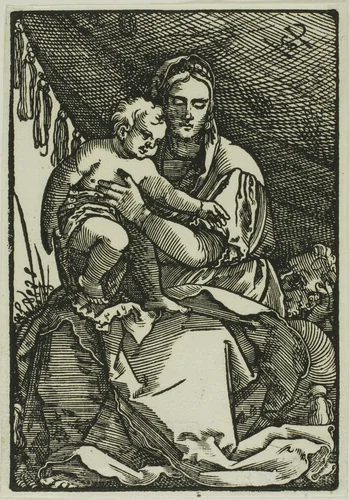 The Holy Family Under the Canopy by Sebald Beham, print, 1520-1550