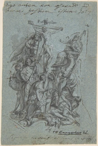 Crucifixion by Johann Wolfgang Baumgartner, drawing, 1732-1761