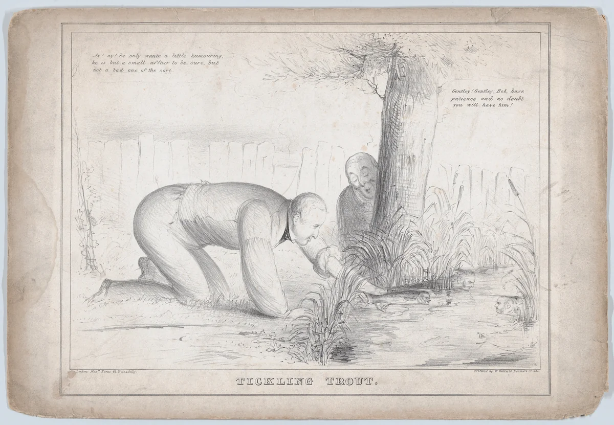 Tickling Trout by Mssrs. Fores, print, 1838-1848