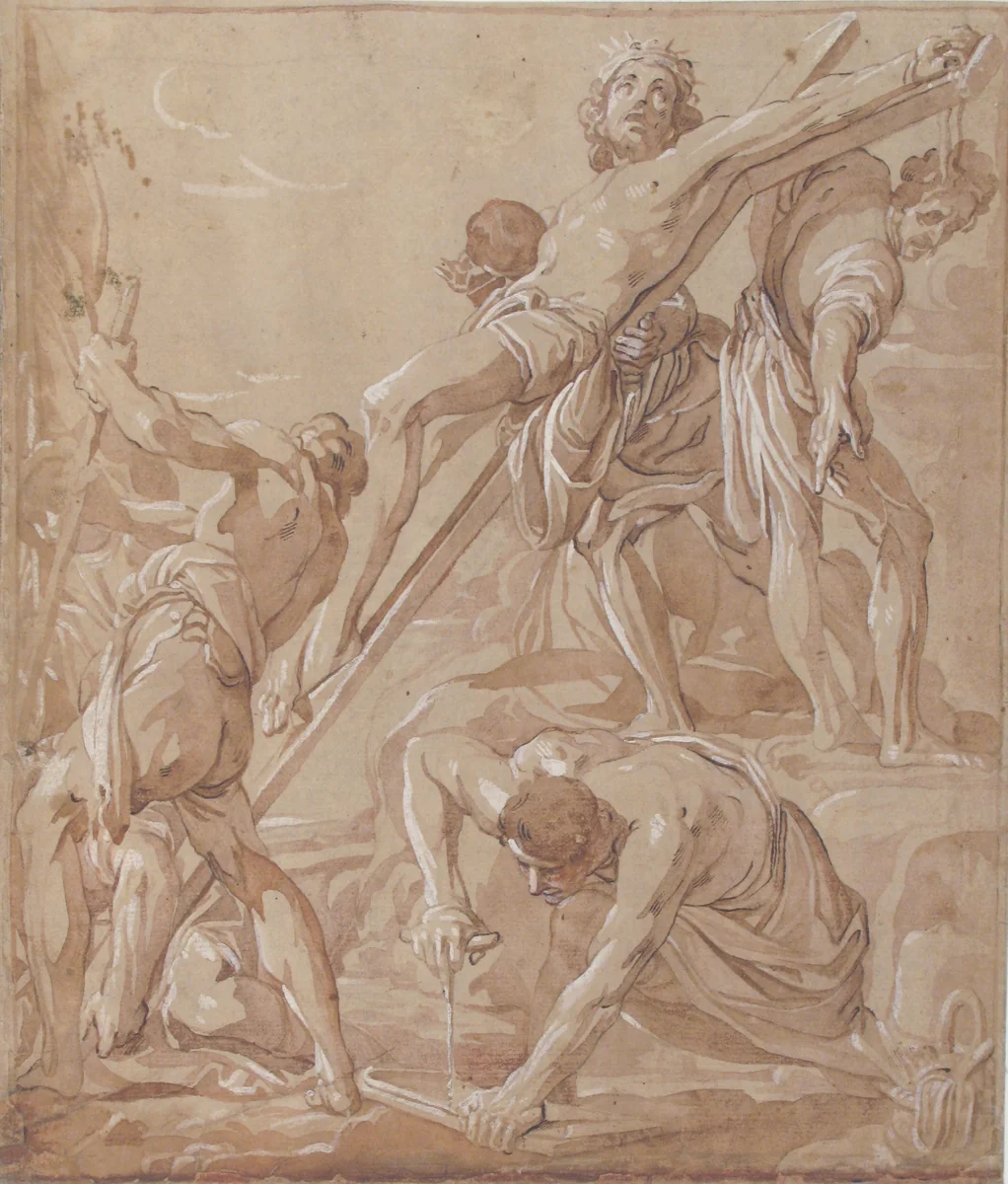 Elevation of the Cross by Alessandro Tiarini, drawing, 1577-1668