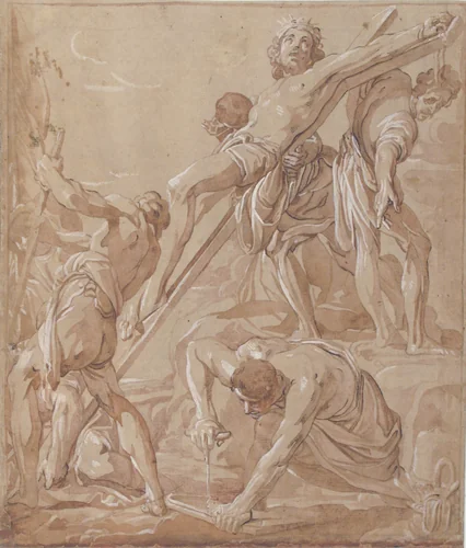 Elevation of the Cross by Alessandro Tiarini, drawing, 1577-1668