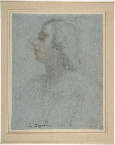 Bust of a Youth Looking to Upper Left (recto); Study of Drapery (verso) by Orazio Fidani, drawing, 1610-1656