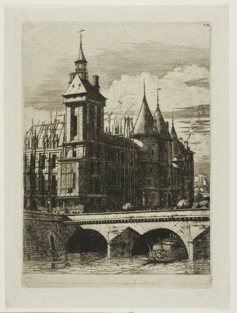 The Clock Tower, Paris by Charles Meryon, print, 1852